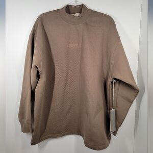 Fear of God ESSENTIALS Olive Green Brown Crew Neck Sweatshirt Men S Oversize NWT